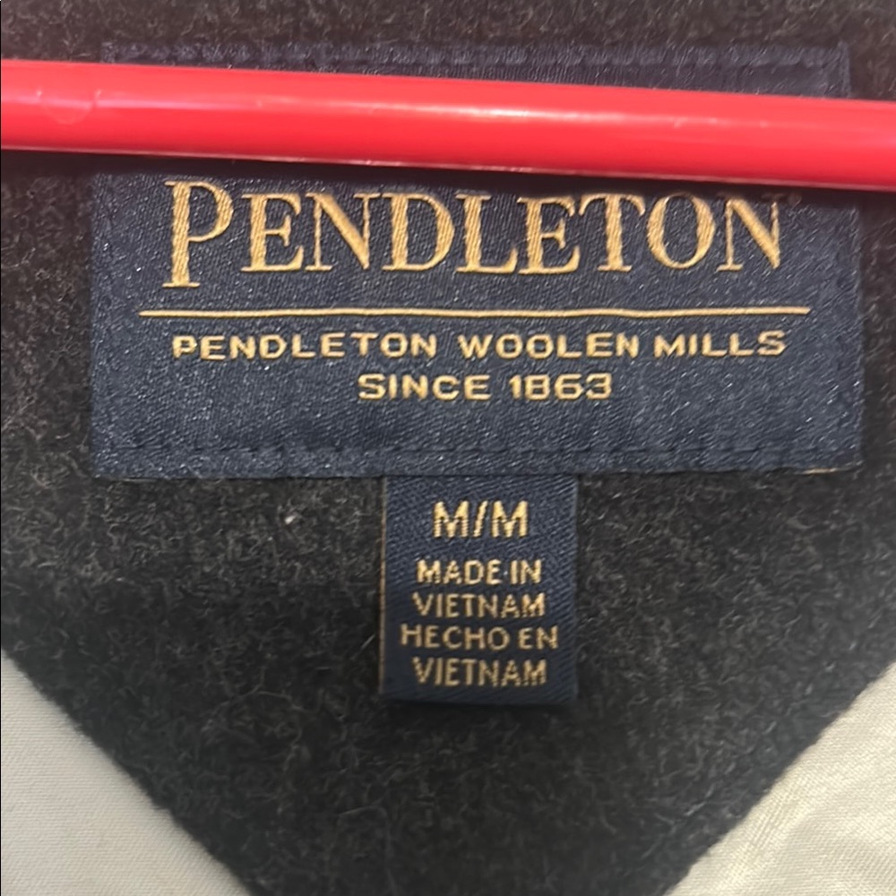 Pendleton Black Pea Coat with Striped Lining - Picture 2 of 9